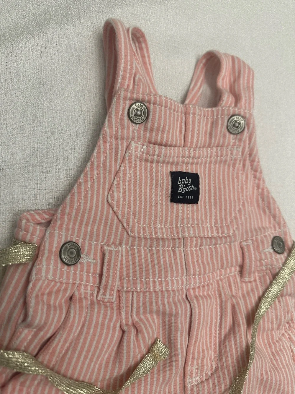 Baby B’gosh Pink Striped Overalls – Size 3 Months